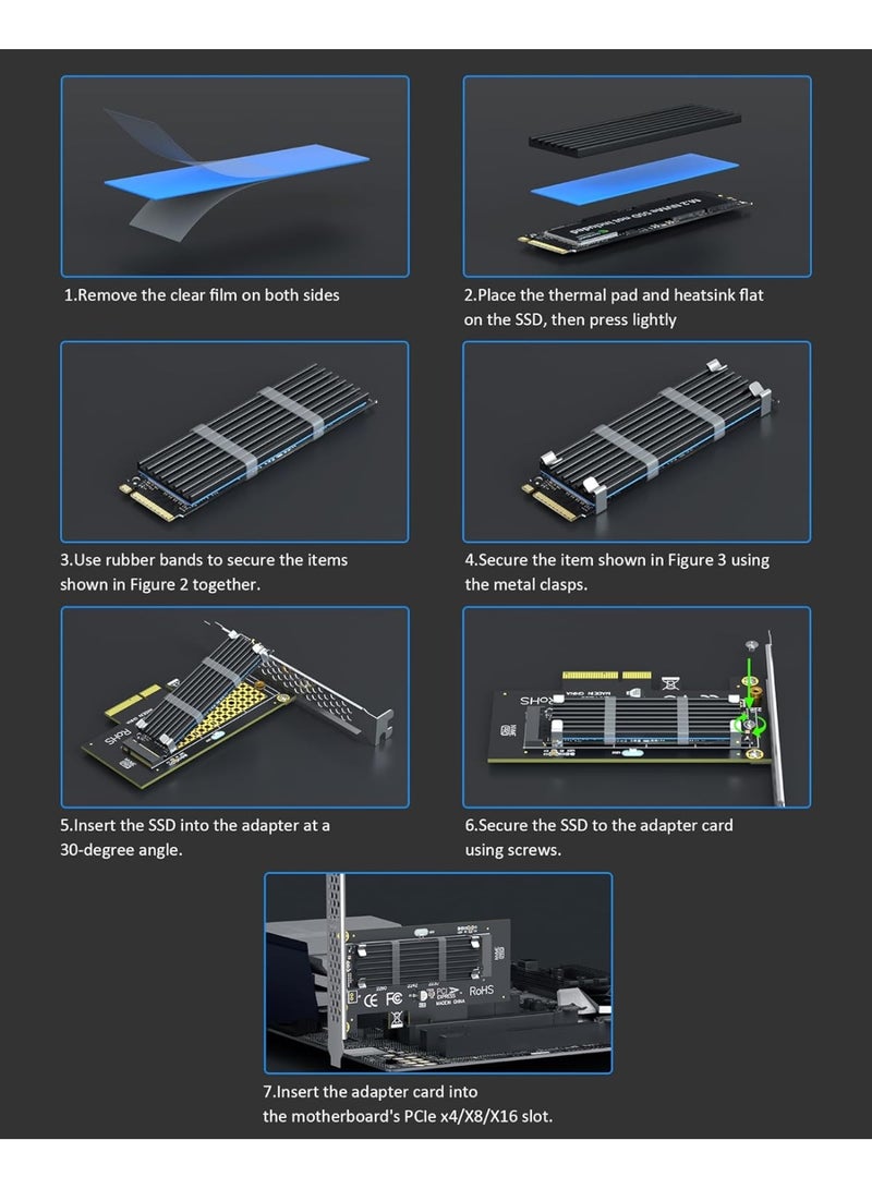 M.2 NVMe PCIe SSD Adapter with Heatsink – PCIe 3.0 x4 Expansion Card for High-Speed M.2 SSD Installation, Supports NVMe & AHCI, Desktop PC Upgrade Solution - Image 2