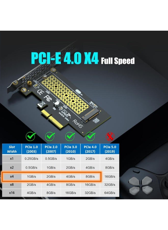M.2 NVMe PCIe SSD Adapter with Heatsink – PCIe 3.0 x4 Expansion Card for High-Speed M.2 SSD Installation, Supports NVMe & AHCI, Desktop PC Upgrade Solution - Image 3