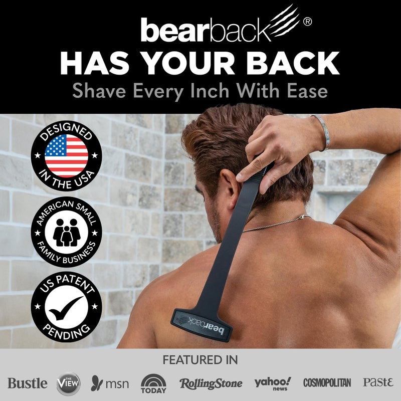 Bearback Body and Back Shaver for Men and Women - Back Razor and Groomer with Folding Long Handle, Triple Blade Pivoting Head - Mens Back Shaver for Easy Hair Removal - Image 2