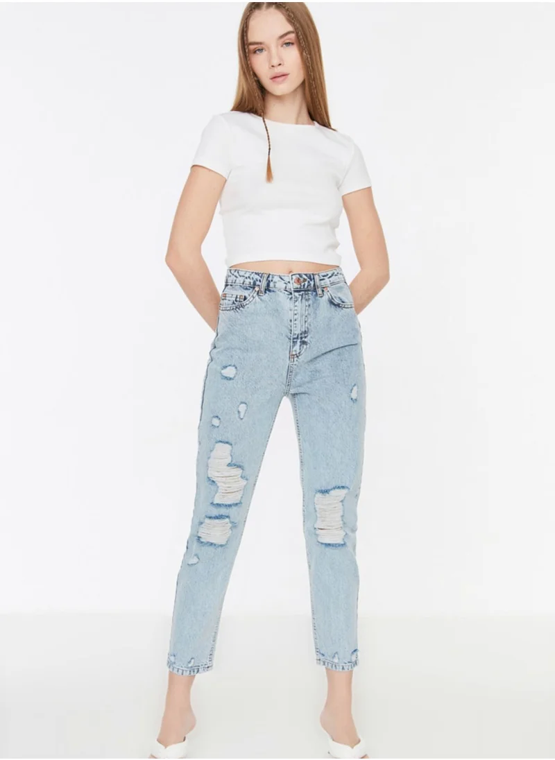 trendyol Ripped High Waist Mom Jeans