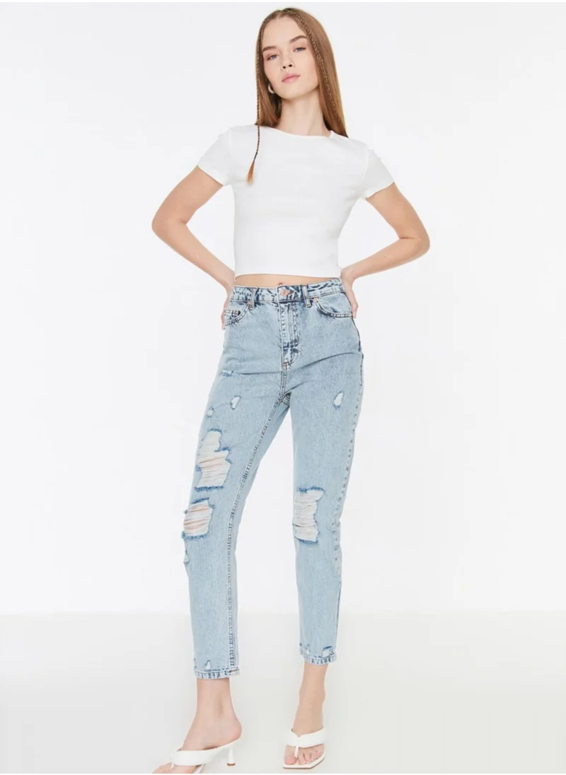 trendyol Ripped High Waist Mom Jeans