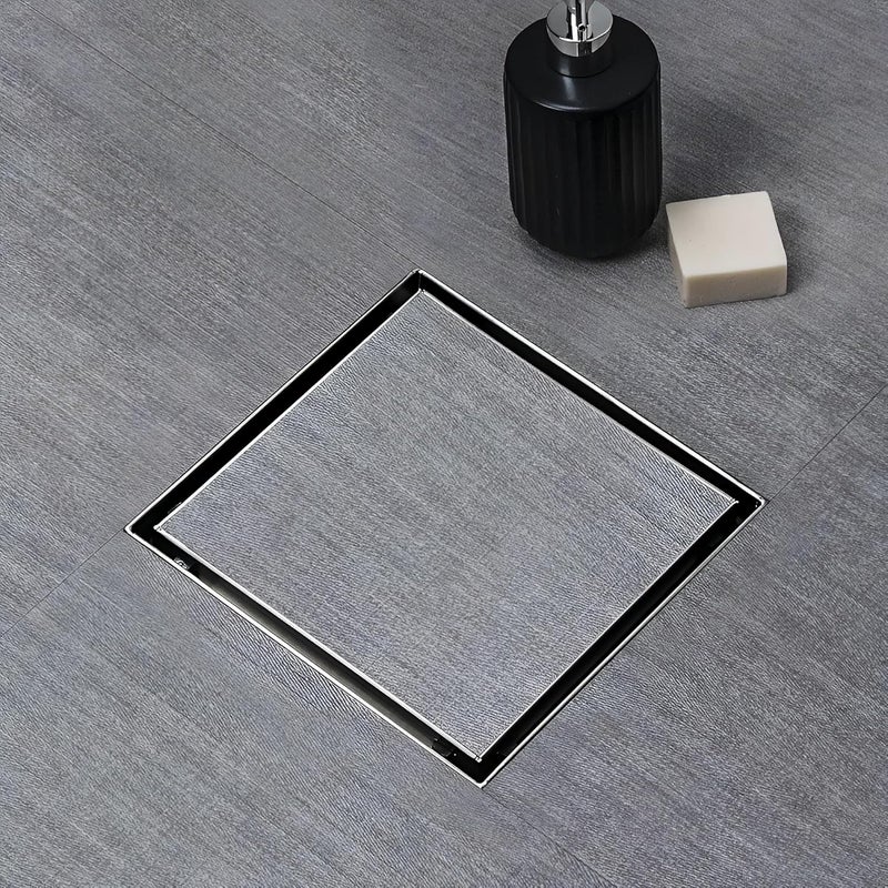 CARNIVALTile Insert Floor Drain 304 Stainless Steel Invisible Shower Drain Channel 6 x 6 Inches Waste Water Floor Drain for 15mm Tile Drain Channel with Stainless Steel Cockroach Trap - Image 1