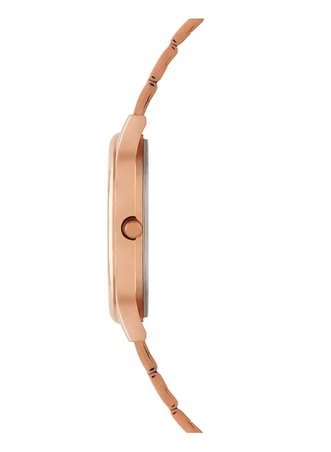 Chumbak TEAL BY CHUMBAK Women's Analog Rose Gold Metal Watch | Stainless Steel Link Strap (Live Slow), Teal