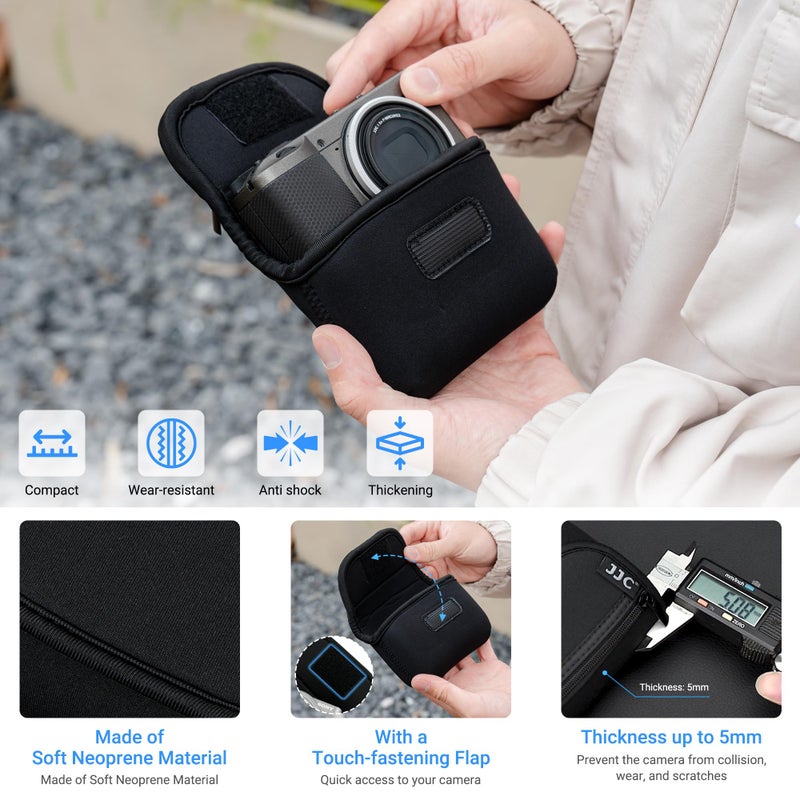 JJC Neoprene Compact Digital Camera Case Travel Pouch for Sony ZV-1 RX100 VII VA VI V IV III II DSC W800 W830 WX500 HX99 HX90V HX80 for Canon G7X III II G9X II SX740 SX730 SX620 SX610 ELPH 360 190 180 - Image 3