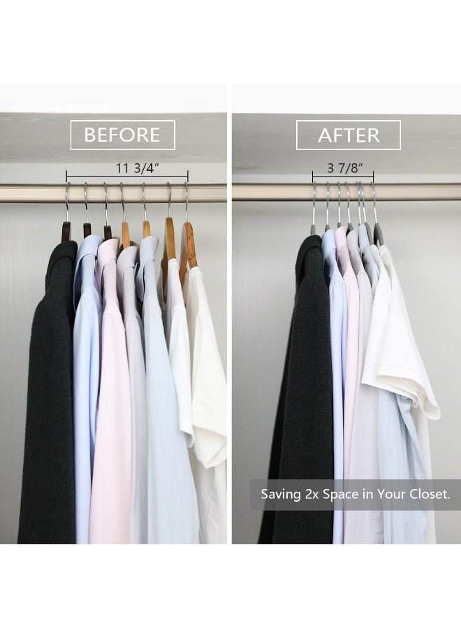 MIZGI Premium Velvet Hangers Heavyduty - Non Slip - Velvet Suit Hangers Gray - Chrome Hooks, Space Saving Clothes Hangers - Image 5