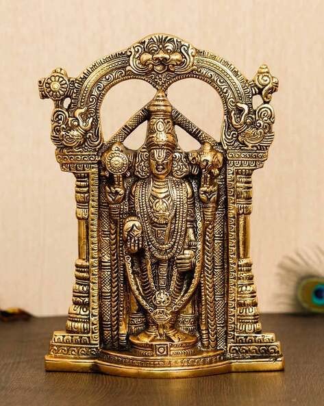 Denique Metal Wall Hanging God Tirupati BalajiSri Venkateswara IdolSpiritual Home Dcor Gifts Statue for Pooja Gift Living Room Mandir Decor Gold Color1Pieace - Image 4