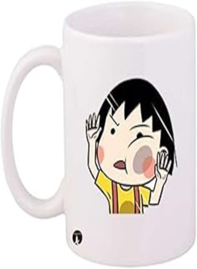 RYN Design Anime Chibi Maruko Chan Mug White Beige Yellow Standard Size