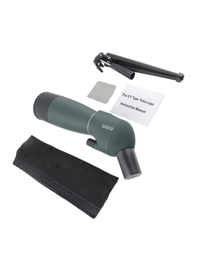 25-75 * 70 Angled Spotting Scope Zoom Lens Waterproof With Tripod Phone Adapter High Definition Night Vision Watching Telescope
