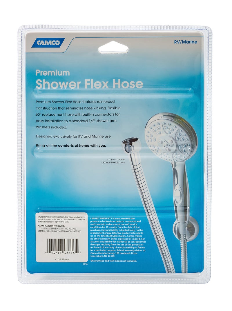 Camco 43716 RV/Marine 60" Flexible Replacement Shower Head Hose (Chrome) - Image 3