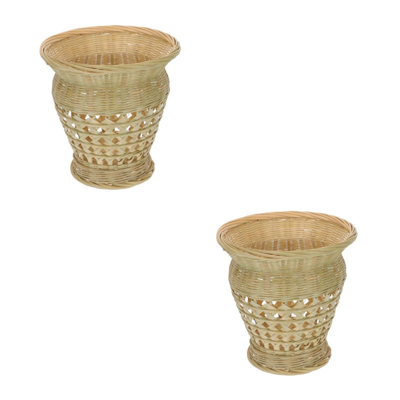2 pcs Woven Dried Flower Storage Holder Flower Vase Performance Prop - Image 1