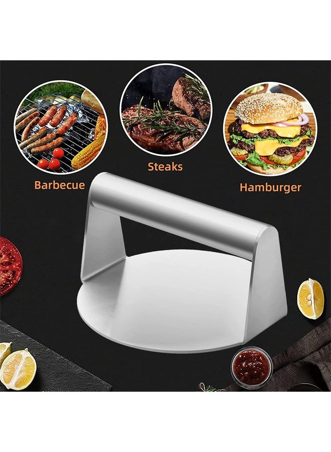 هومستر مكبس برجر من الفولاذ المقاوم للصدأ، مكبس برجر دائري مقاس 14 سم، مجموعة إكسسوارات صفيح احترافية لشواية سطح مسطح، صانع كرات برجر وضغط الدهون، سهل التنظيف - Image 3