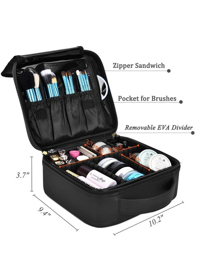 Nirvik Professional Stylist Waterproof Makeup Storage Organizer Cosmetic Bag for Woman with Adjustable Compartment (25 x 23 x 9 cm,Black) - Image 2