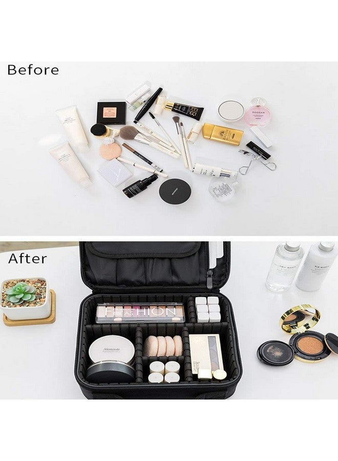 Nirvik Professional Stylist Waterproof Makeup Storage Organizer Cosmetic Bag for Woman with Adjustable Compartment (25 x 23 x 9 cm,Black) - Image 3