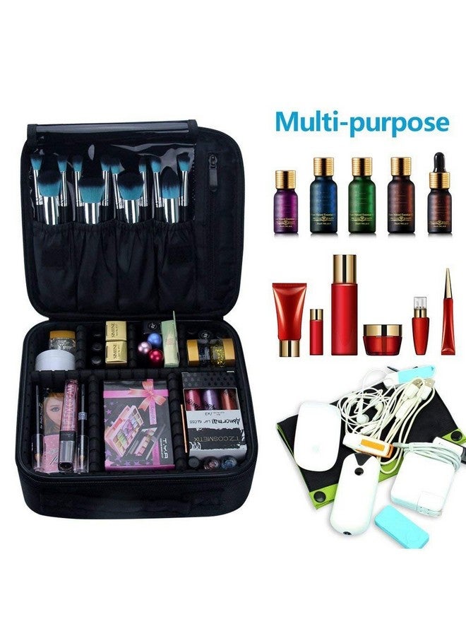 Nirvik Professional Stylist Waterproof Makeup Storage Organizer Cosmetic Bag for Woman with Adjustable Compartment (25 x 23 x 9 cm,Black) - Image 4