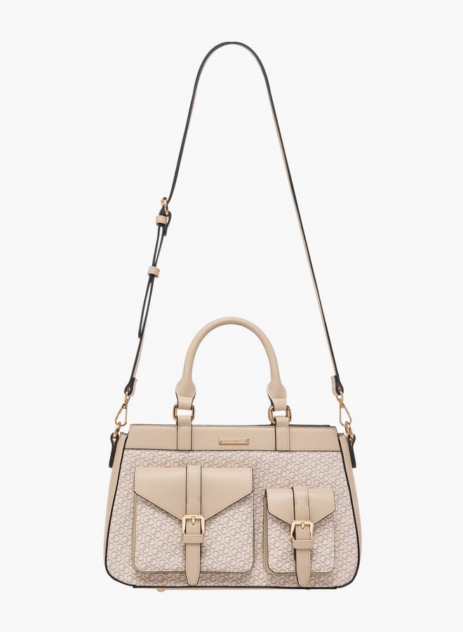 سيليست حقيبة يد بطبعة شعار مع حزام قابل للفصل وإغلاق بسحاب - Image 3