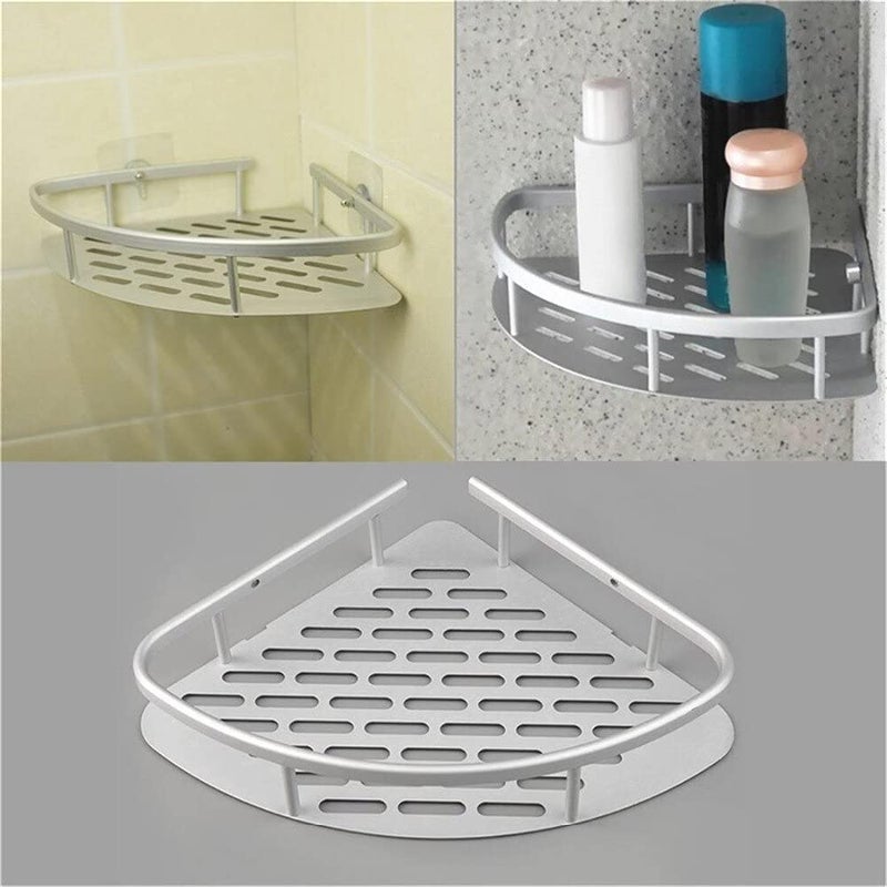 Lomesh Bathroom Shelves Multipurpose Kitchen Bathroom Toilet Corner Shelf Wall-Mounted Cosmetic Shampoo Soap Holder Triangular Storage Shelve Shower Deck Caddy Organizer Rack Basket - Image 2
