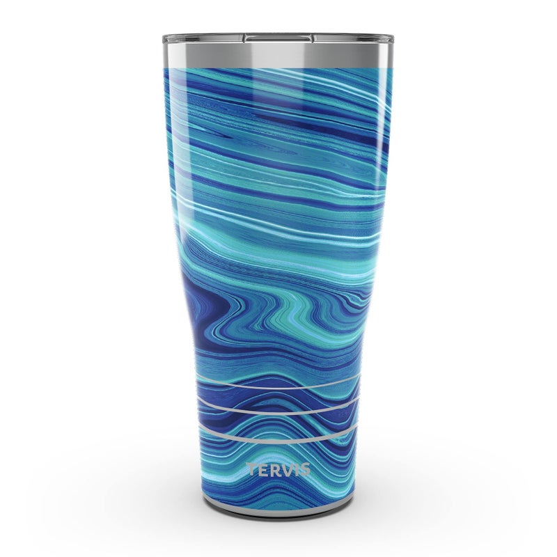 Tervis Traveler Aqua Agate Triple Insulated Tumbler Travel Cup Keeps Drinks Cold Hot 30oz Stainless Steel