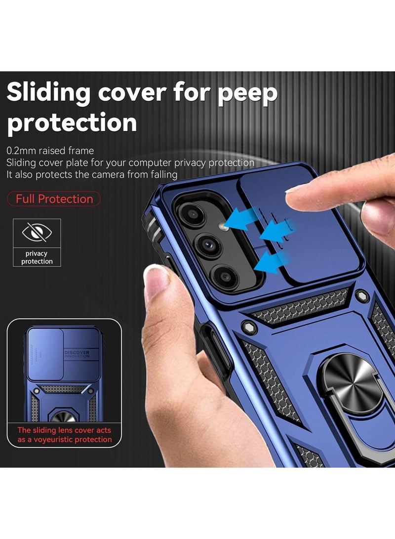 SNBFA Samsung Galaxy A16 5G Case with Slide Camera Cover,Magnetic Ring Holder Kickstand Protective Phone Case for Galaxy A16 5G 2024,Blue - Image 4