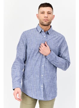 Algspar Men Regular Fit Stripe Long Sleeves Casual Shirt, Multicolor  - Image 1