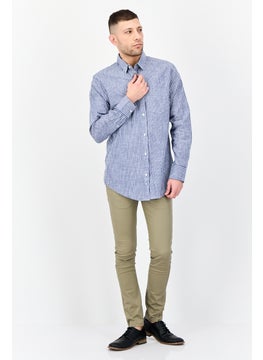 Algspar Men Regular Fit Stripe Long Sleeves Casual Shirt, Multicolor  - Image 4