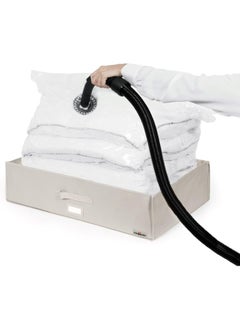 COMPACTOR Space Saving Rigid Zipper Closure Underbed Vacuum Storage Box Beige and Clear 180 L RAN7118  - Image 2