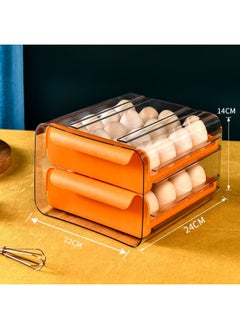 WAOKN Egg Holder for Refrigerator,Large Capacity Clear Fridge Organizers and Storage, Egg Fresh Storage Box, Plastic Egg Storage Container Organizer Bin,Stackable Eggs Storage Container for Fridge,Refrigerator Egg Tray, Egg Tray Rack with Lid, Drawer-type Household Transparent Egg Tray Storage Container, Double-layer 32 EggS Storage Box  - Image 3