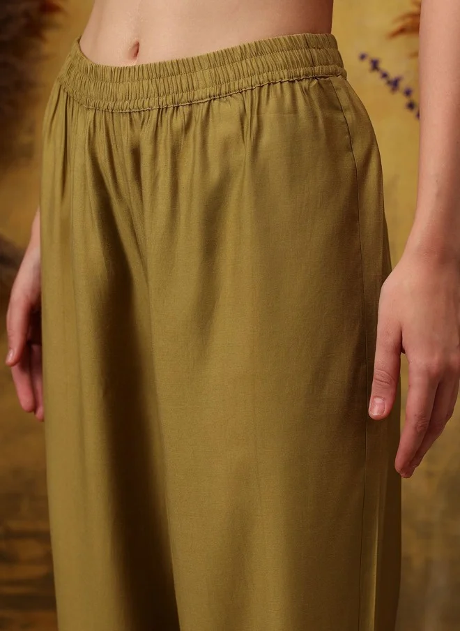 Indo Street Ethnic Motifs Embroidered Kurta with Palazzos for Women