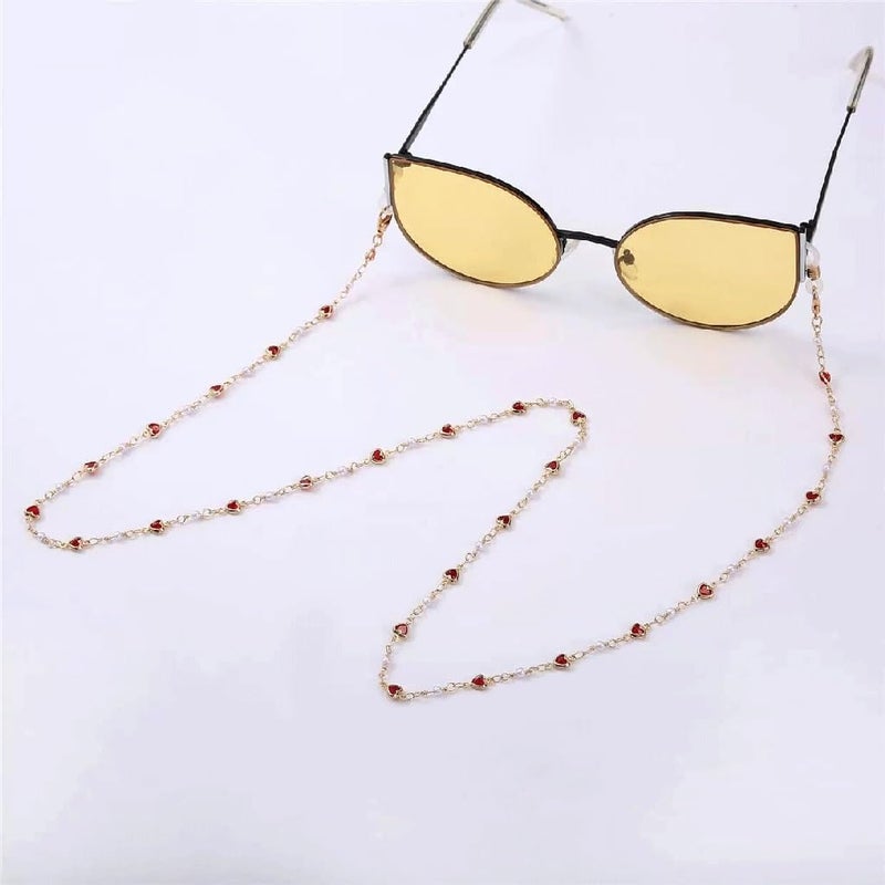 Pearl Crystal Bead Glasses Chain Neck Hanging Rope 75 Cm Pink - Image 3