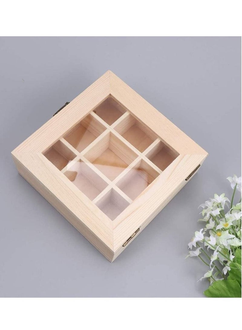 SYOSI Tea Bag Organizer Storage Box Tea Storage Chest Case Wooden Tea Bag Sorter Jewelry Organizer Storage Box with 9 Compartments for Any Home or Restaurant and Office  - Image 3