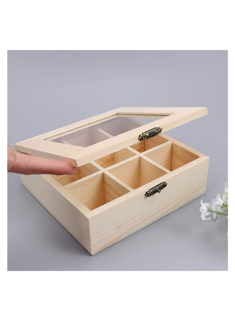 SYOSI Tea Bag Organizer Storage Box Tea Storage Chest Case Wooden Tea Bag Sorter Jewelry Organizer Storage Box with 9 Compartments for Any Home or Restaurant and Office  - Image 5