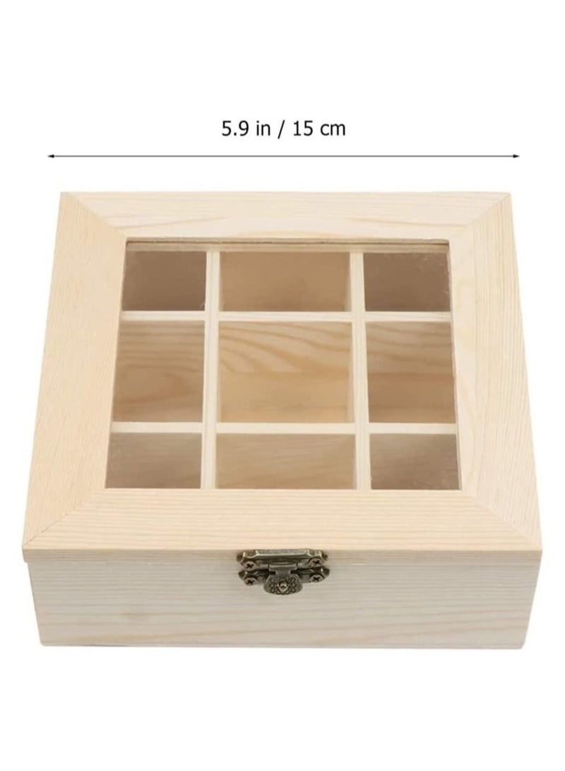 SYOSI Tea Bag Organizer Storage Box Tea Storage Chest Case Wooden Tea Bag Sorter Jewelry Organizer Storage Box with 9 Compartments for Any Home or Restaurant and Office  - Image 4