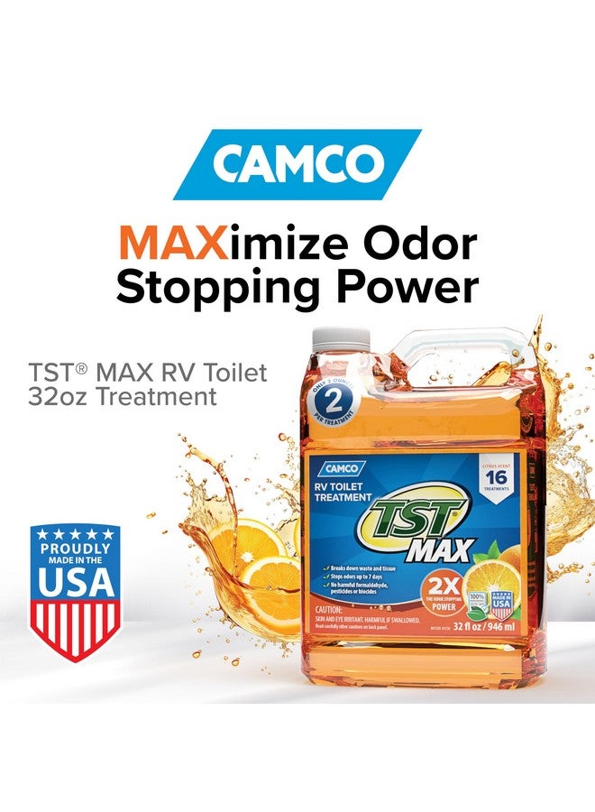 Camco Camco TST MAX RV Toilet Treatment 32 oz. - Control Unwanted RV Sewer Odors & Break Down Waste and RV Toilet Paper - Biodegradable Septic Safe Formula - Orange Scent (41192) - Image 1