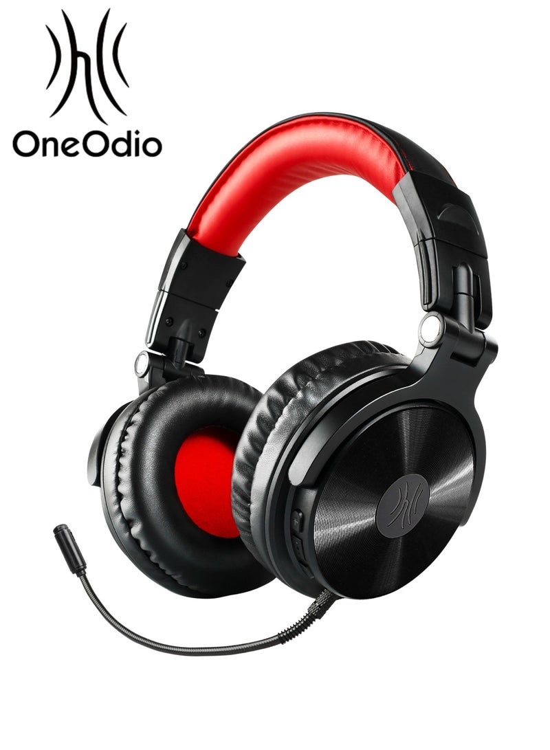 ون أوديو سماعة ألعاب هجينة برو إم مع ميكروفون بوم لأجهزة بلاي ستيشن ٤، إكس بوكس ​​ون، الكمبيوتر الشخصي، وسويتش | سماعات ستيريو سلكية ولاسلكية | مشغلات ٥٠ مم، مدة تشغيل تصل إلى ١١٠ ساعات، ميكروفون عازل للضوضاء | تصميم مريح باللونين الأحمر والأسود - Image 1
