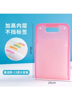 Generic Large Capacity A4 Vertical Accordion File Folder Handheld Organizer For Test Papers Documents Multi-layer Page Dividers Pink 