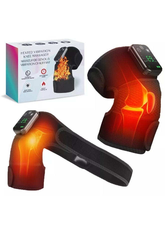 MOCOM Electric Heated Vibration Knee Massager: Rechargeable Joint Pain Relief for Knees, Shoulders & Elbows | Portable Therapy with Adjustable Heat & Massage  - Image 1