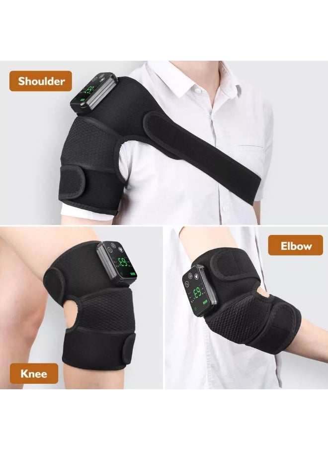 MOCOM Electric Heated Vibration Knee Massager: Rechargeable Joint Pain Relief for Knees, Shoulders & Elbows | Portable Therapy with Adjustable Heat & Massage  - Image 3