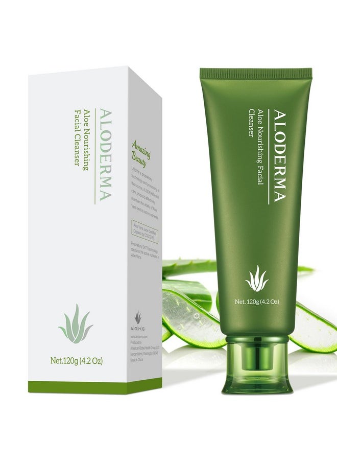 Aloderma - Firming & Nourishing Facial Wash With 77% Organic Aloe Vera Moisturizing Face Wash For Dry Aging Skin Replenishing Aloe Vera Facial Cleanser For Women & Men Hydrate & Rejuvenate 4.2Oz - Image 1