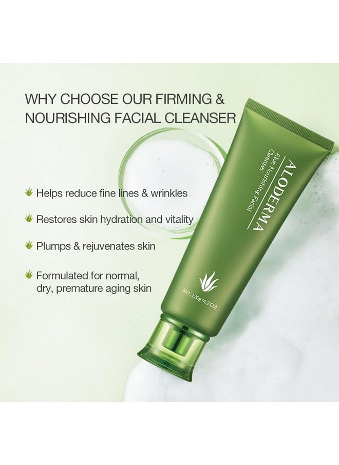 Aloderma - Firming & Nourishing Facial Wash With 77% Organic Aloe Vera Moisturizing Face Wash For Dry Aging Skin Replenishing Aloe Vera Facial Cleanser For Women & Men Hydrate & Rejuvenate 4.2Oz - Image 1