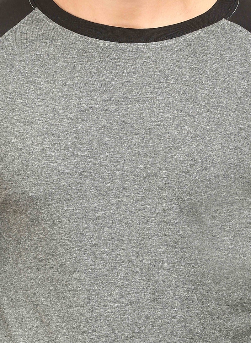 ملابس RSO تيشيرت بيسبول راجلان بأكمام طويلة للرجال (أسود-رمادي) - Image 5