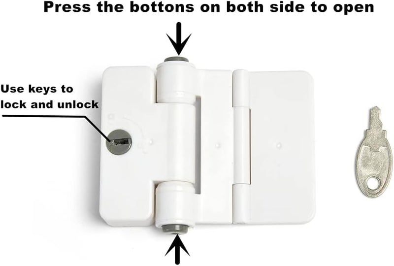 KASTWAVE 2 Pack Refrigerator Door Locks, Double Button Child Safety Lock with Keys, Heavy Duty Adhesive Freezer Cabinet Drawer Security - Image 3