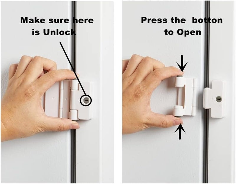 KASTWAVE 2 Pack Refrigerator Door Locks, Double Button Child Safety Lock with Keys, Heavy Duty Adhesive Freezer Cabinet Drawer Security - Image 2