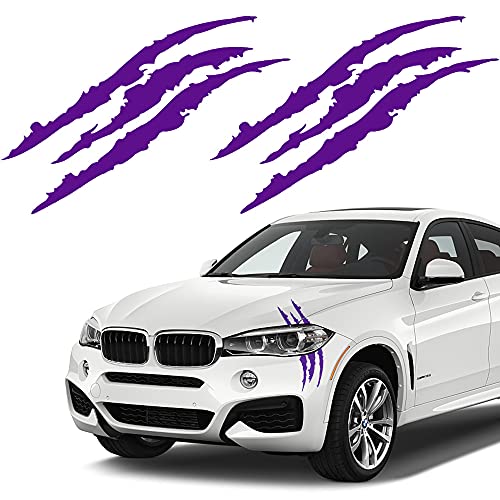 YGMONER Claw Mark Car Decals 16 Inch Car Headlight Stickers Monster Claw Scratch Sticker for Dodge Challenger Charger Pack of 2 Purple - Image 1