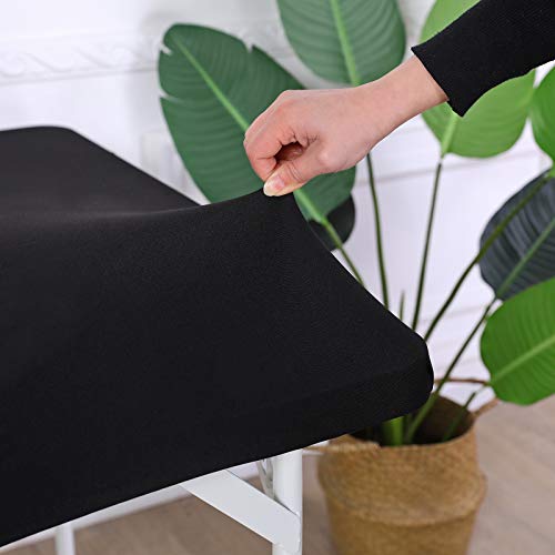 JISEN Cocktail Square Table Top Cover Spandex Fitted Stretchable Tablecloth Topper Cap 34x34 Inch E-Black - Image 5