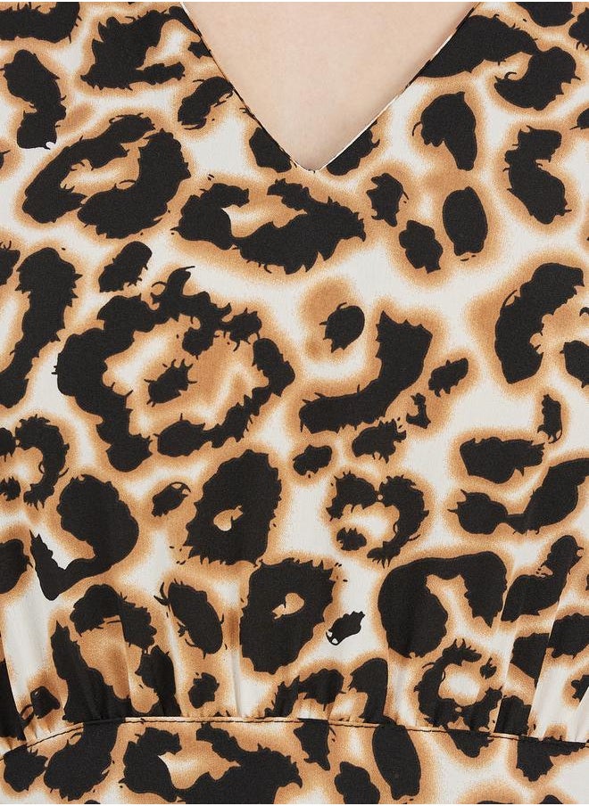Styli - Animal Print V Neck A-Line Mini Dress - Image 1