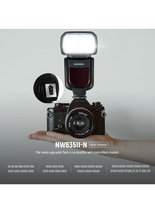 NEEWER Upgraded NW635II-N TTL Camera Flash Speedlite with LCD Screen, Compatible with Nikon D4 D5 D6 D60 D70S D90 D300 D500 D610 D700 D750 D780 D800 D810 D850 D3400 D5300 D7100 D7200 D7500 Z6II Z7II