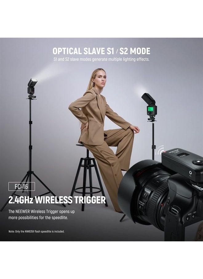 NEEWER Upgraded NW635II-N TTL Camera Flash Speedlite with LCD Screen, Compatible with Nikon D4 D5 D6 D60 D70S D90 D300 D500 D610 D700 D750 D780 D800 D810 D850 D3400 D5300 D7100 D7200 D7500 Z6II Z7II