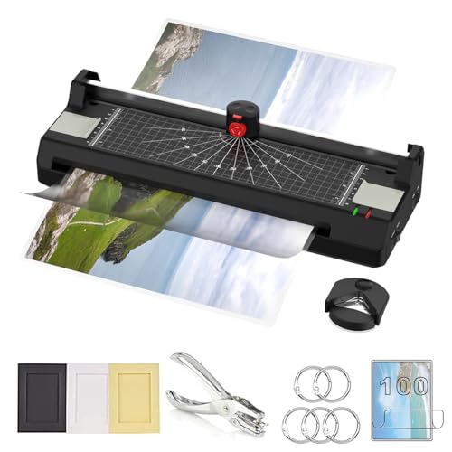 Eficentline Laminator Machine for A3/A4/A6, YE381 Thermal Laminating Machine for Home Office School Use with 100 Pouches, Paper Trimmer and Corner Rounder - Image 1