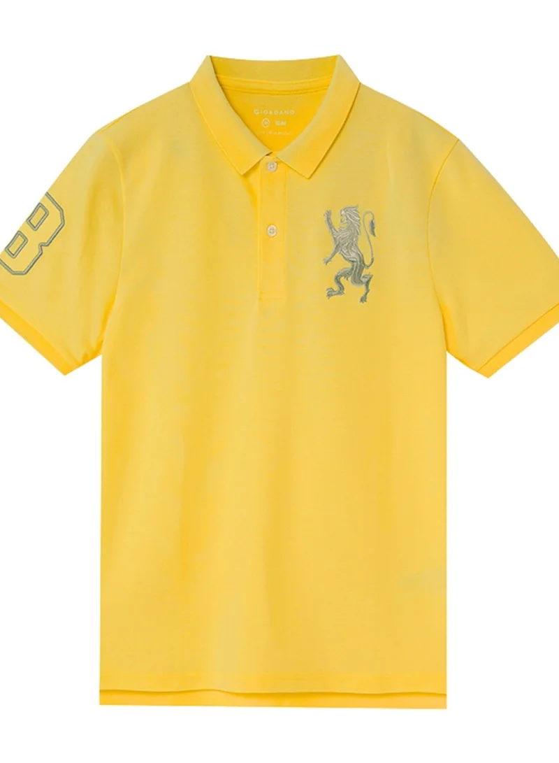 Men's 3D Lion Polo: Slim Fit, Bold Embroidery, Premium Pique