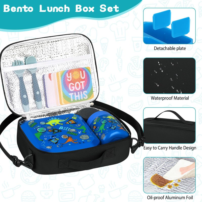 wiwens Bento Lunch Box for Kids with 12oz Soup Thermo Leak-Proof Lunch Food Container with 5 Compartment Thermo Hot Food Jar and Insulated Lunch Bag for Kid Toddler Girls Boys to School - Image 4