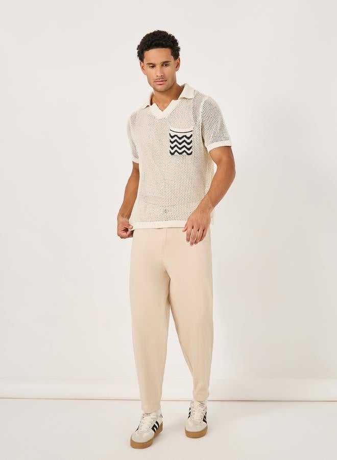 Styli Contrast Pocket Relaxed Crochet Knit Polo  - Image 2